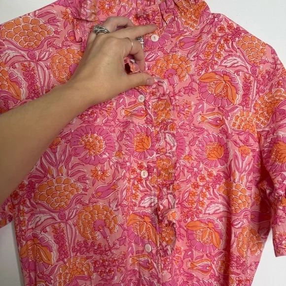 Mille - Victoria Dress in Pink Carnation - Pink/ Orange 100% Cotton - Small - Picture 4 of 11